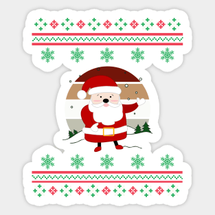 Santa Faux Ugly Christmas Sweater Funny Holiday Design Sticker